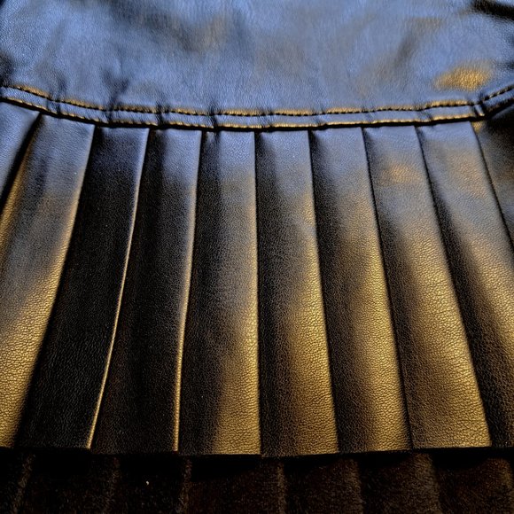ZARA FAUX LEATHER PLEATED MINI skirt Sz Small *NO BELT* ACADEMIA PREPPY ROCK NWT - Picture 9 of 16